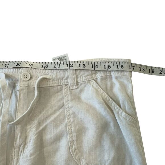 H&M Divided Linen Blend White Leg Drawstring Beachy Pants, M - Picture 3 of 9